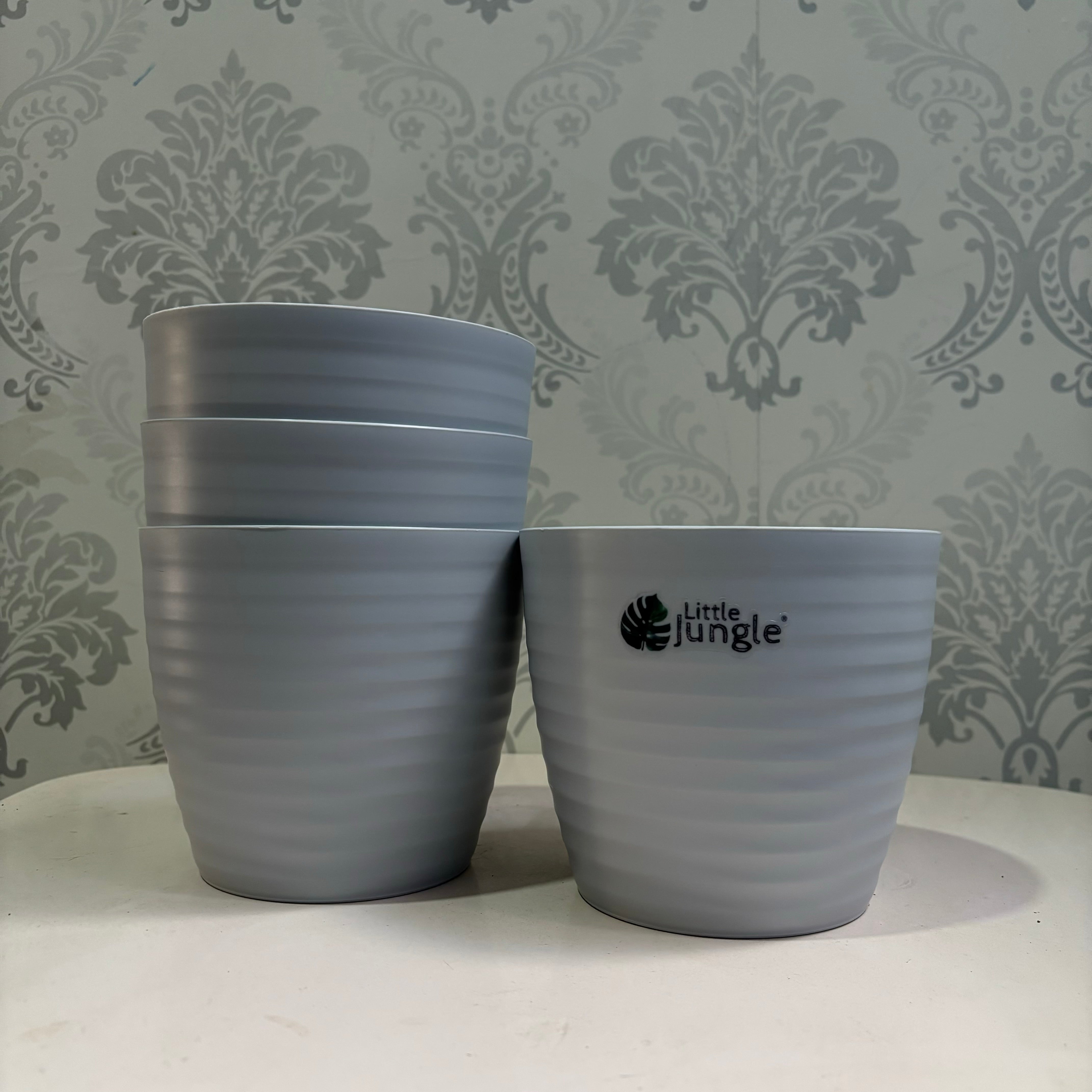Little jungle Decora 5 Planters(Pack of 4) With out Holes ..(Grey)