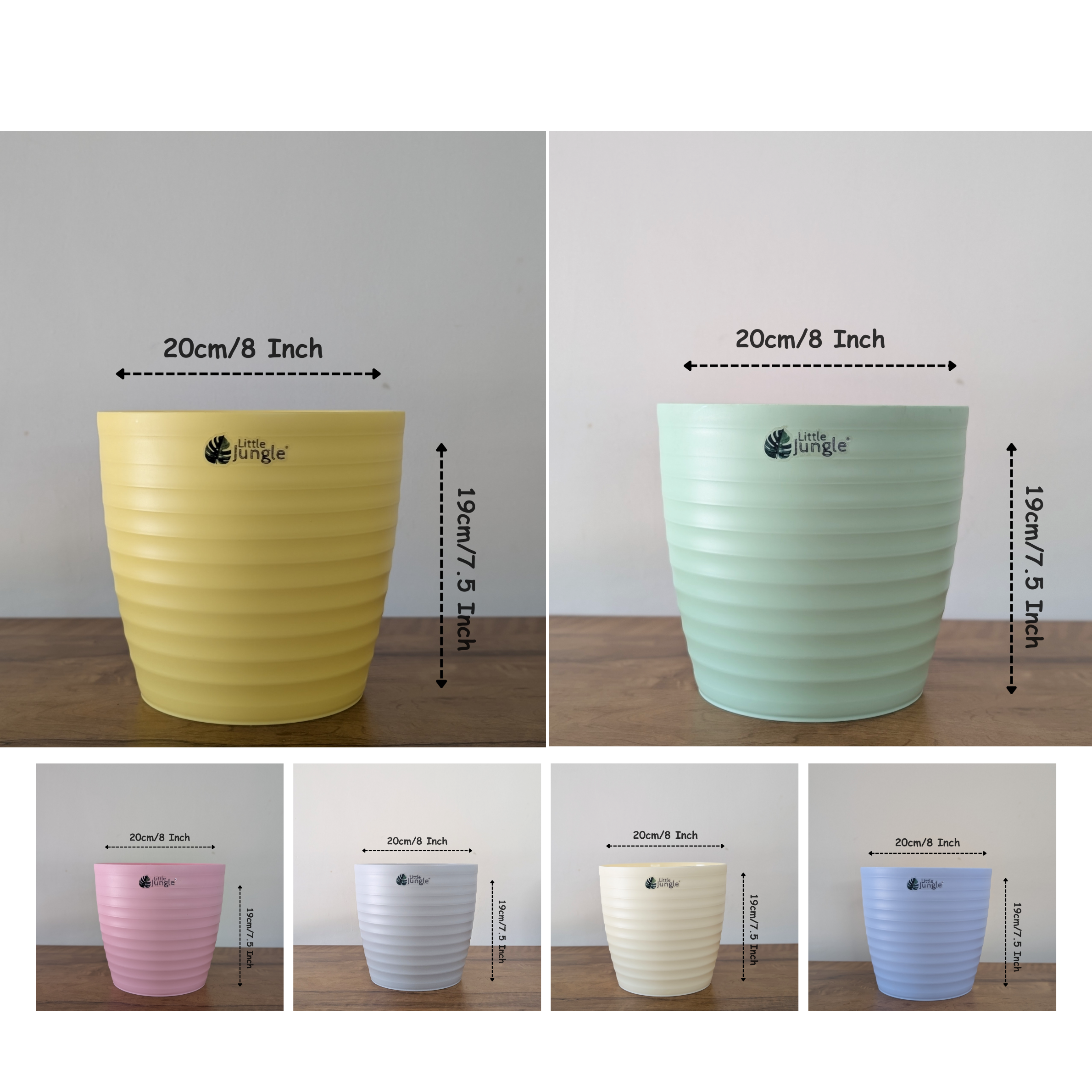 Decor 8 (8 Inches, pack of 6), 6 Color Pots