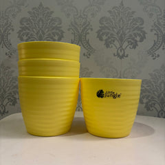 Little jungle Decora 5 Planters(Pack of 4) With out Holes ..(yellow)